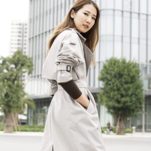 Long Trench Coat - Light Grey (Xám trắng)