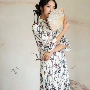 Set Áo Dài Hồng Hoa