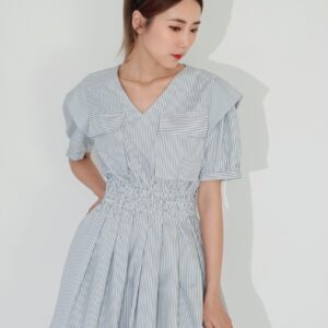 Leaf dress - Striped Grey