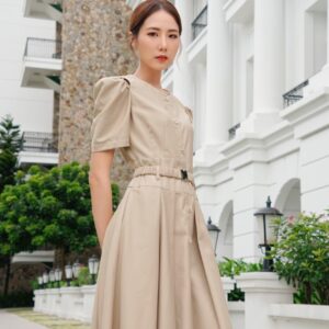 Amy shoulder cut out dress - Beige