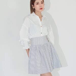 Button mini skirt - Striped Grey