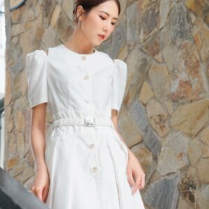 Amy shoulder cut out dress - White