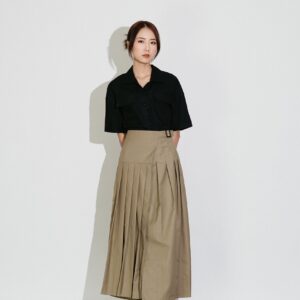 Pleated midi skirt - Beige