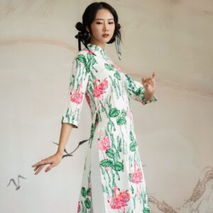 Set Áo Dài Hồng Hạc