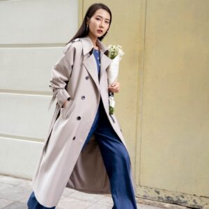 Long Trench Coat - Light Grey