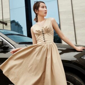 Deep V-neck Dress
